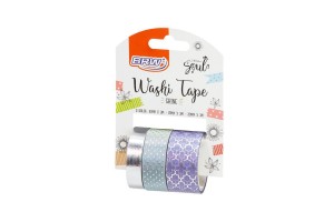 FITA ADESIVA WASHI TAPE BRW SHINE LILÁS - 10/15/20X3M - BLISTER C/ 3UN